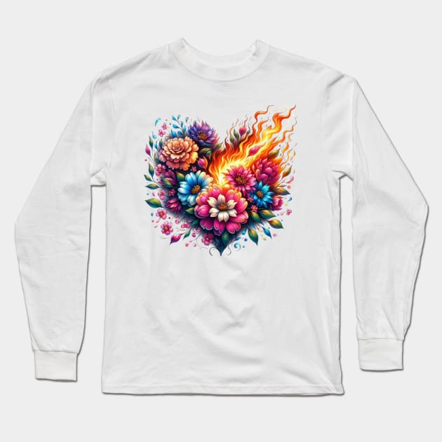 Coeur en feu Long Sleeve T-Shirt by YuYu